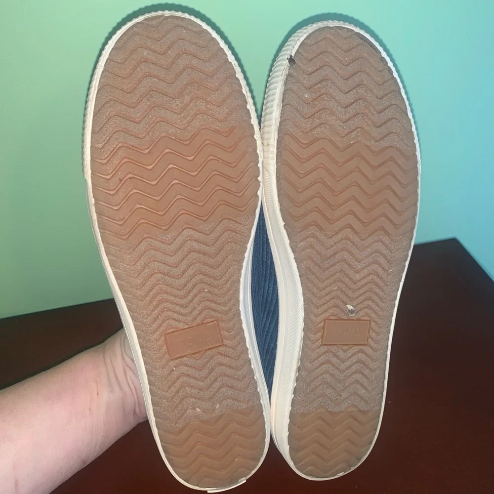 Tom's Teal Corduroy Comfort Sneakers Topanga Preppy Shoes Size 7.5 Velvet Blue